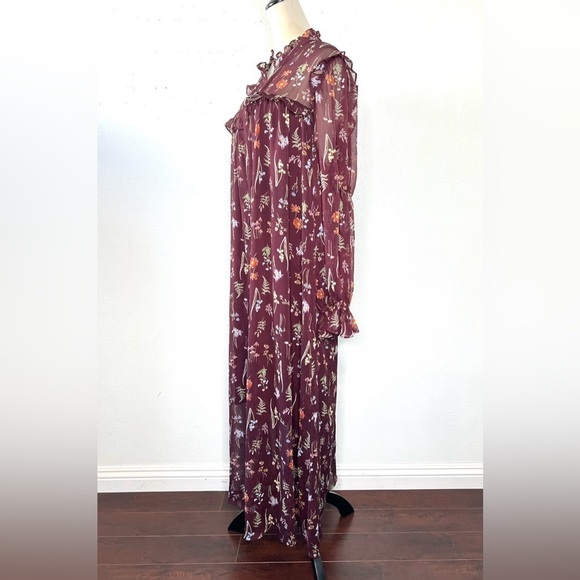 ELOQUII Elements Midi Shirtdress Ruffles Purple Floral Sheer Chiffon Size 22 - Picture 6 of 14